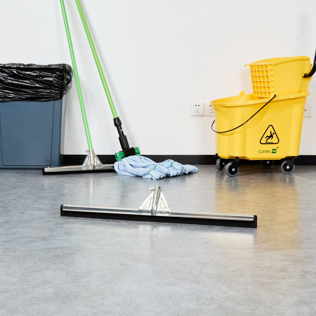 Clean Tek Professional Steel Heavy-Duty Floor Squeegee - Double Rubber - 30" - 1 count box