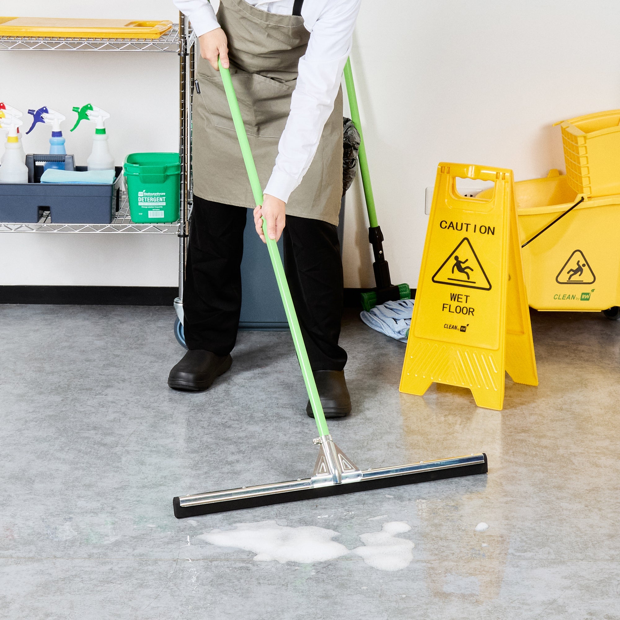 Clean Tek Professional Steel Heavy-Duty Floor Squeegee - Double Rubber - 30" - 1 count box
