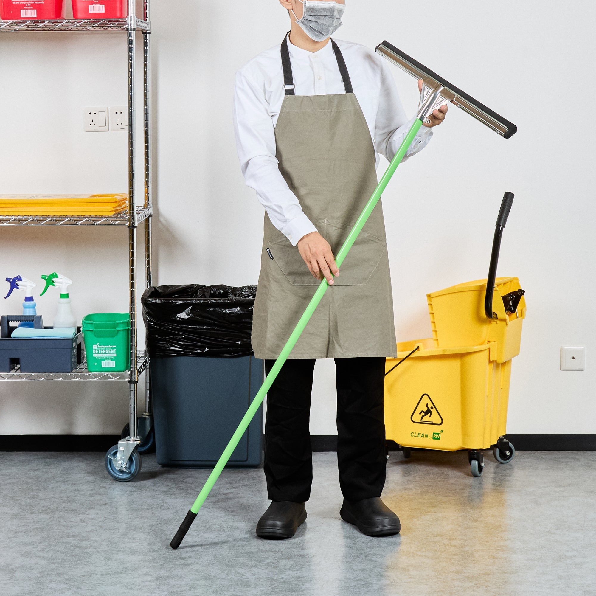 Clean Tek Professional Green Steel Handle - for Floor Squeegee - 55" - 1 count box