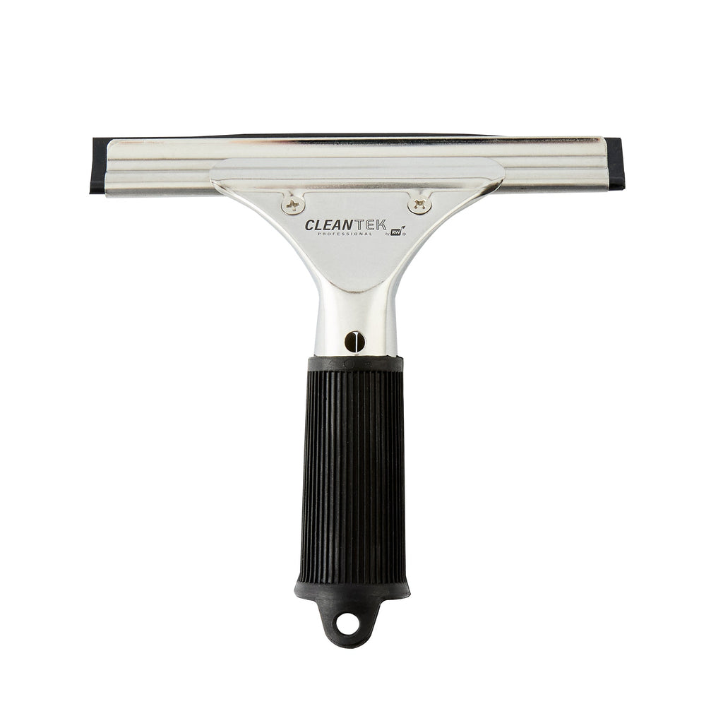 Clean Tek Professional Stainless Steel Window Squeegee - with Black Rubber Grip - 6" - 1 count box