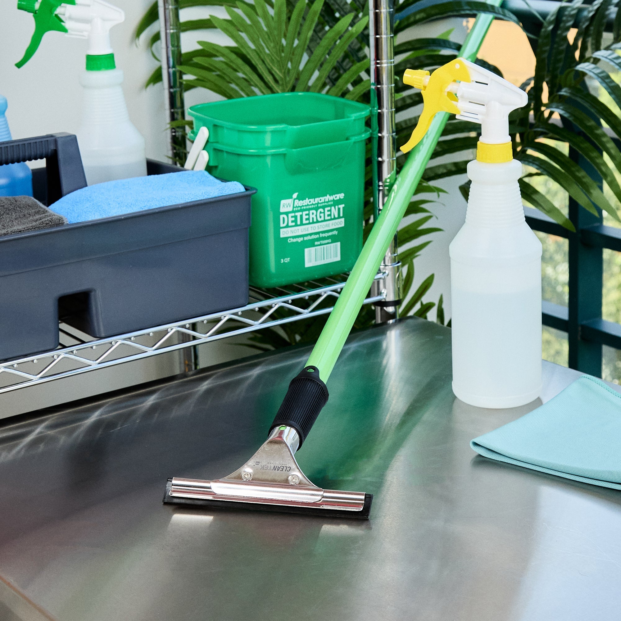 Clean Tek Professional Stainless Steel Window Squeegee - with Black Rubber Grip - 6" - 1 count box