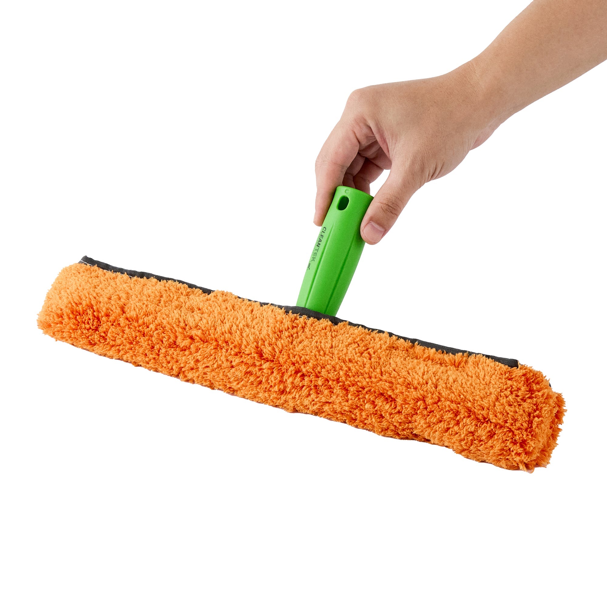 Clean Tek Professional Orange Microfiber Window Strip Washer Sleeve - with T-Bar Handle - 15" - 1 count box