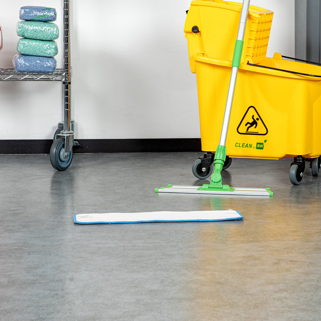 Clean Tek Professional Blue Microfiber Hook and Loop Wet / Dry Mop Pad - 19 3/4" x 5 3/4" - 1 count box