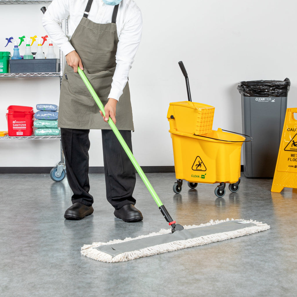 Clean Tek Professional Cotton Dust / Dry Mop - with 64" Handle - 35 3/4" x 5" - 1 count box
