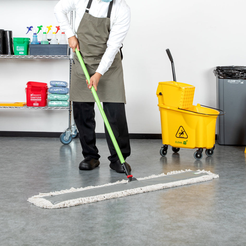 Clean Tek Professional Cotton Dust / Dry Mop - with 64" Handle - 48" x 5" - 1 count box