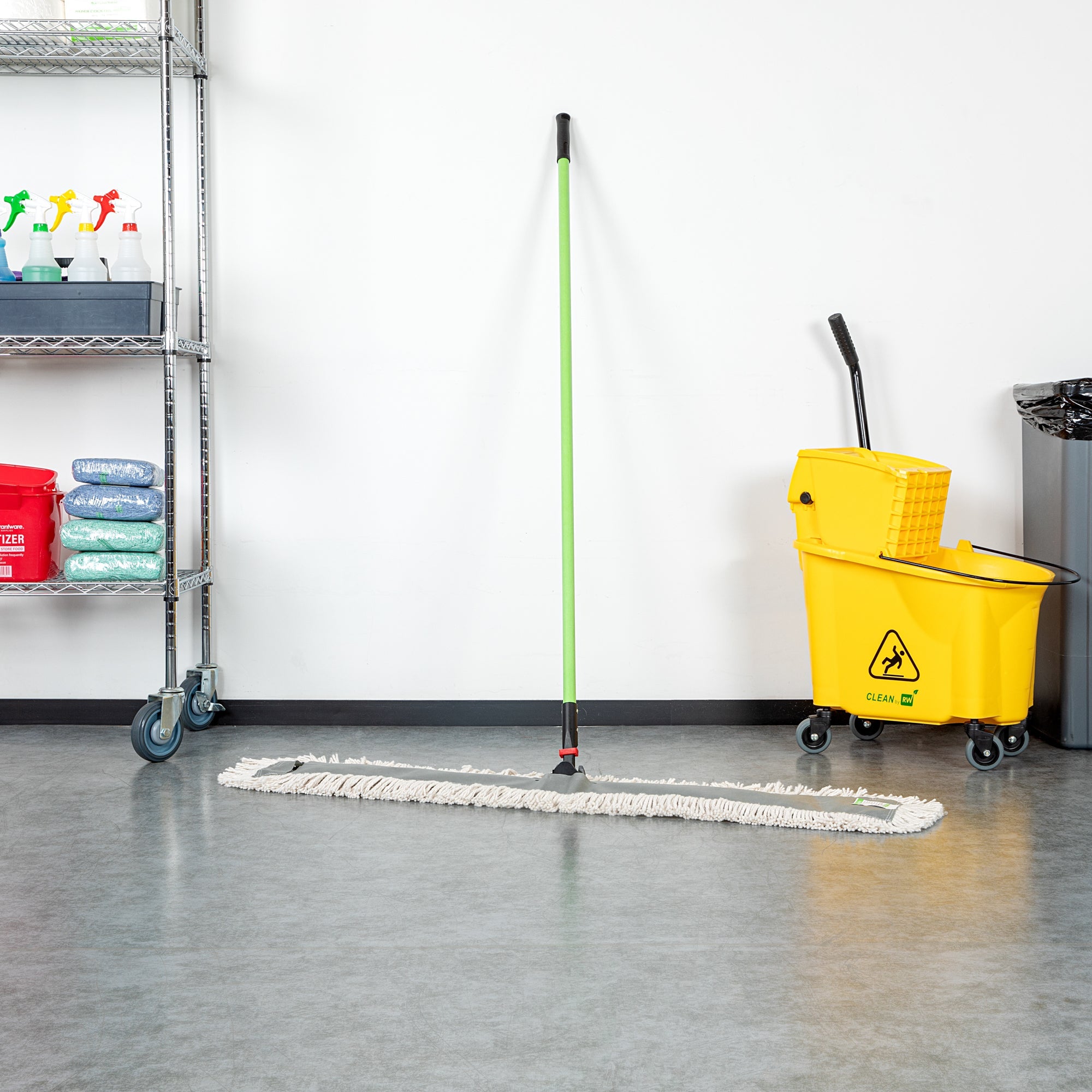 Clean Tek Professional Cotton Dust / Dry Mop - with 64" Handle - 48" x 5" - 1 count box