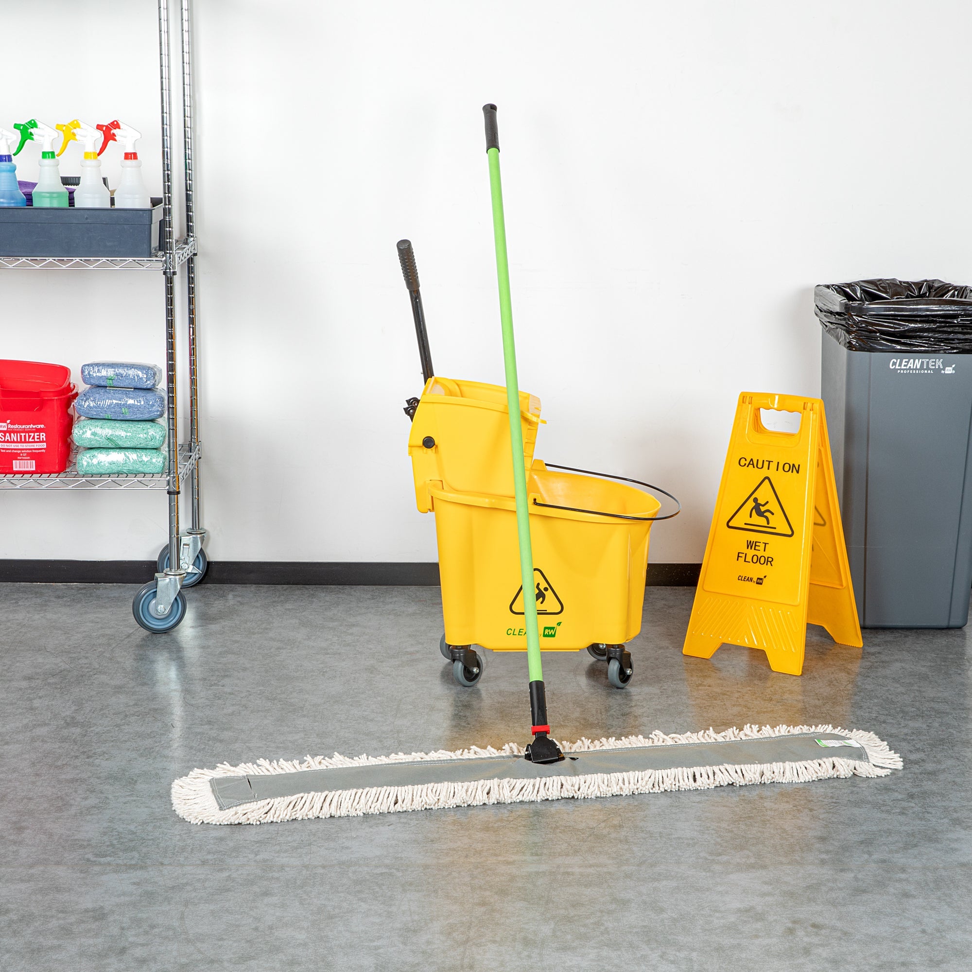 Clean Tek Professional Cotton Dust / Dry Mop - with 64" Handle - 48" x 5" - 1 count box