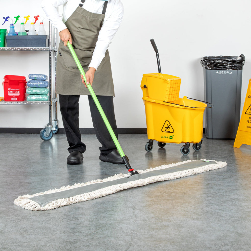 Clean Tek Professional Cotton Dust / Dry Mop - with 64" Handle - 59 3/4" x 5" - 1 count box