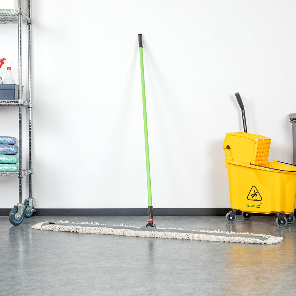 Clean Tek Professional Cotton Dust / Dry Mop - with 64" Handle - 59 3/4" x 5" - 1 count box
