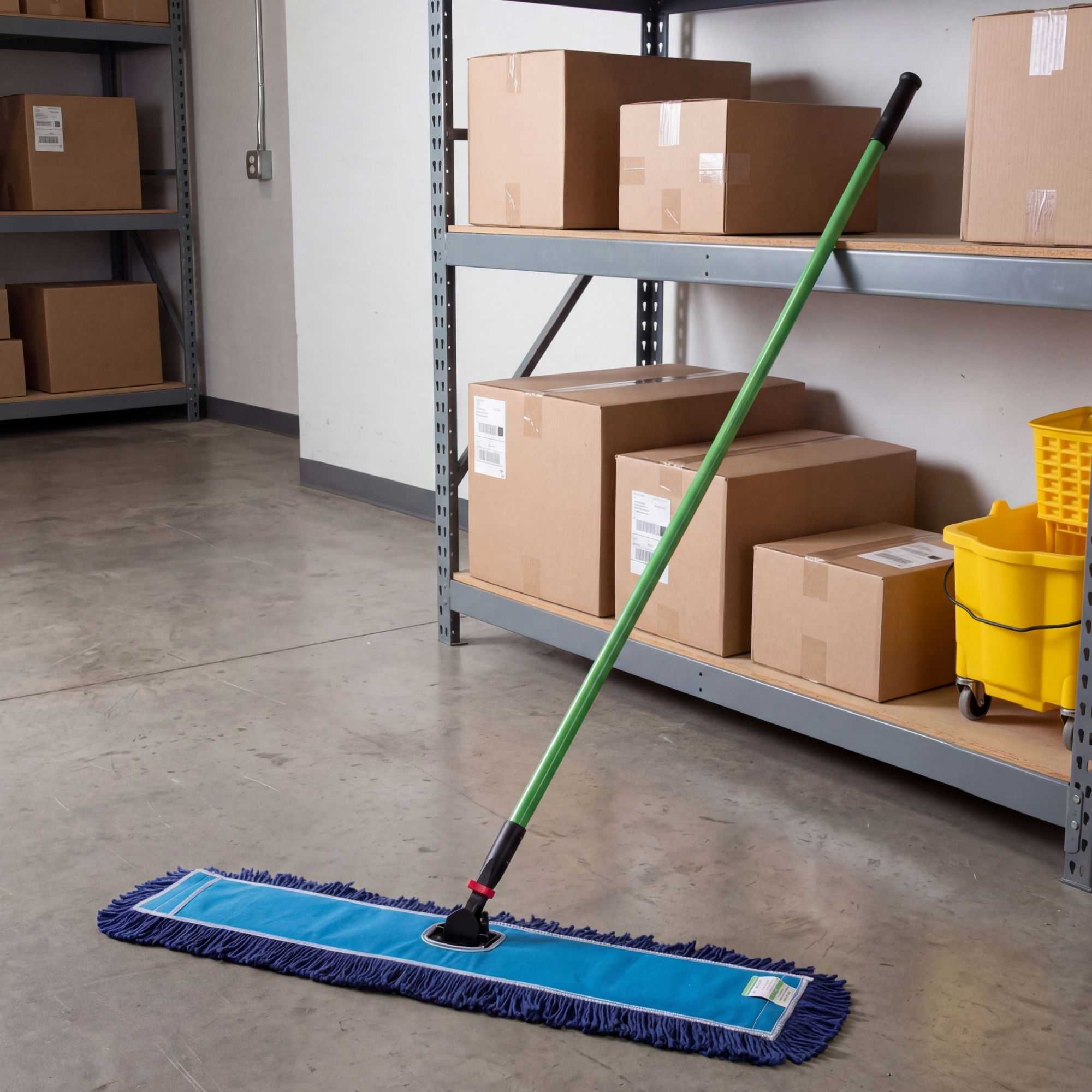 Clean Tek Professional Blue Cotton-Poly Blend Dust / Dry Mop - with 64" Handle - 35 3/4" x 5" - 1 count box