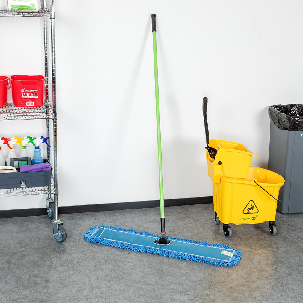 Clean Tek Professional Blue Microfiber Dust / Dry Mop - with 64" Handle - 35 3/4" x 5" - 1 count box