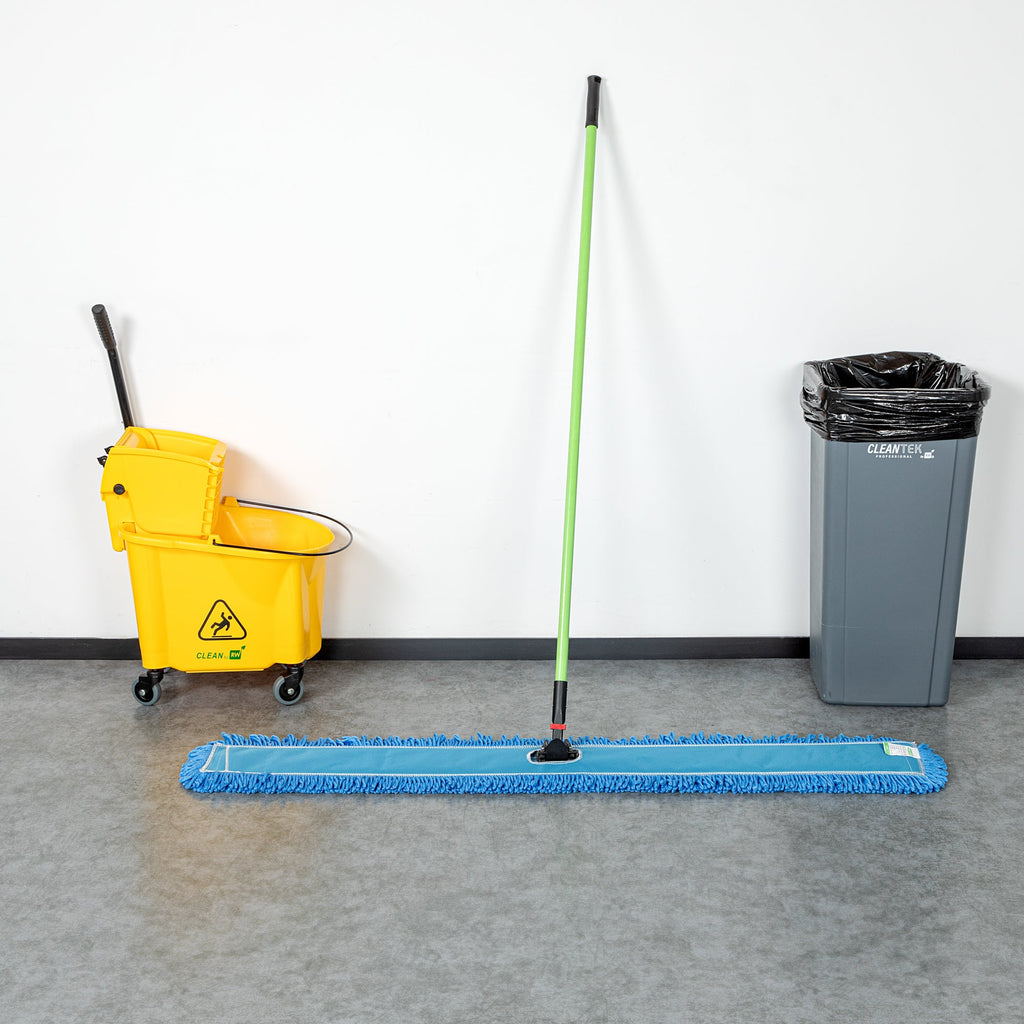 Clean Tek Professional Blue Microfiber Dust / Dry Mop - with 64" Handle - 59 3/4" x 5" - 1 count box