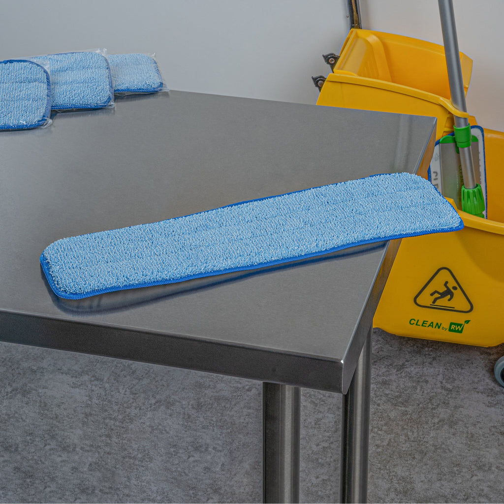 Clean Tek Professional Blue Microfiber Hook and Loop Wet / Dry Mop Pad - 17 1/2" - 1 count box