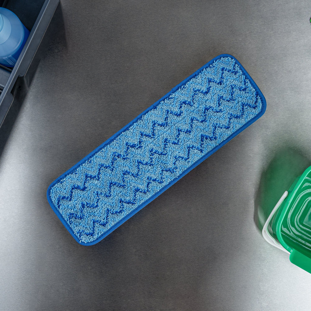 Clean Tek Professional Blue Microfiber Hook and Loop Wet / Dry Mop Pad - Zig Zag - 17 1/2" - 1 count box