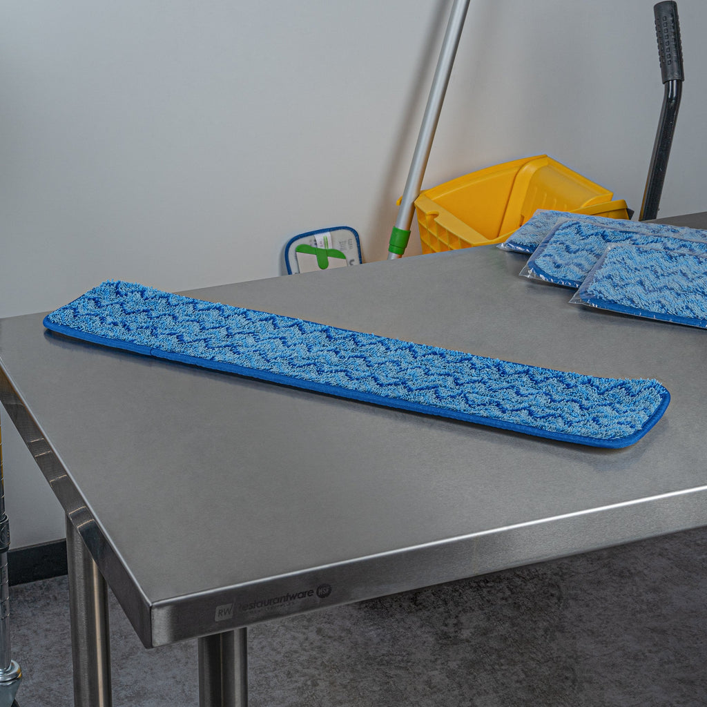 Clean Tek Professional Blue Microfiber Hook and Loop Wet / Dry Mop Pad - Zig Zag - 25 1/2" - 1 count box