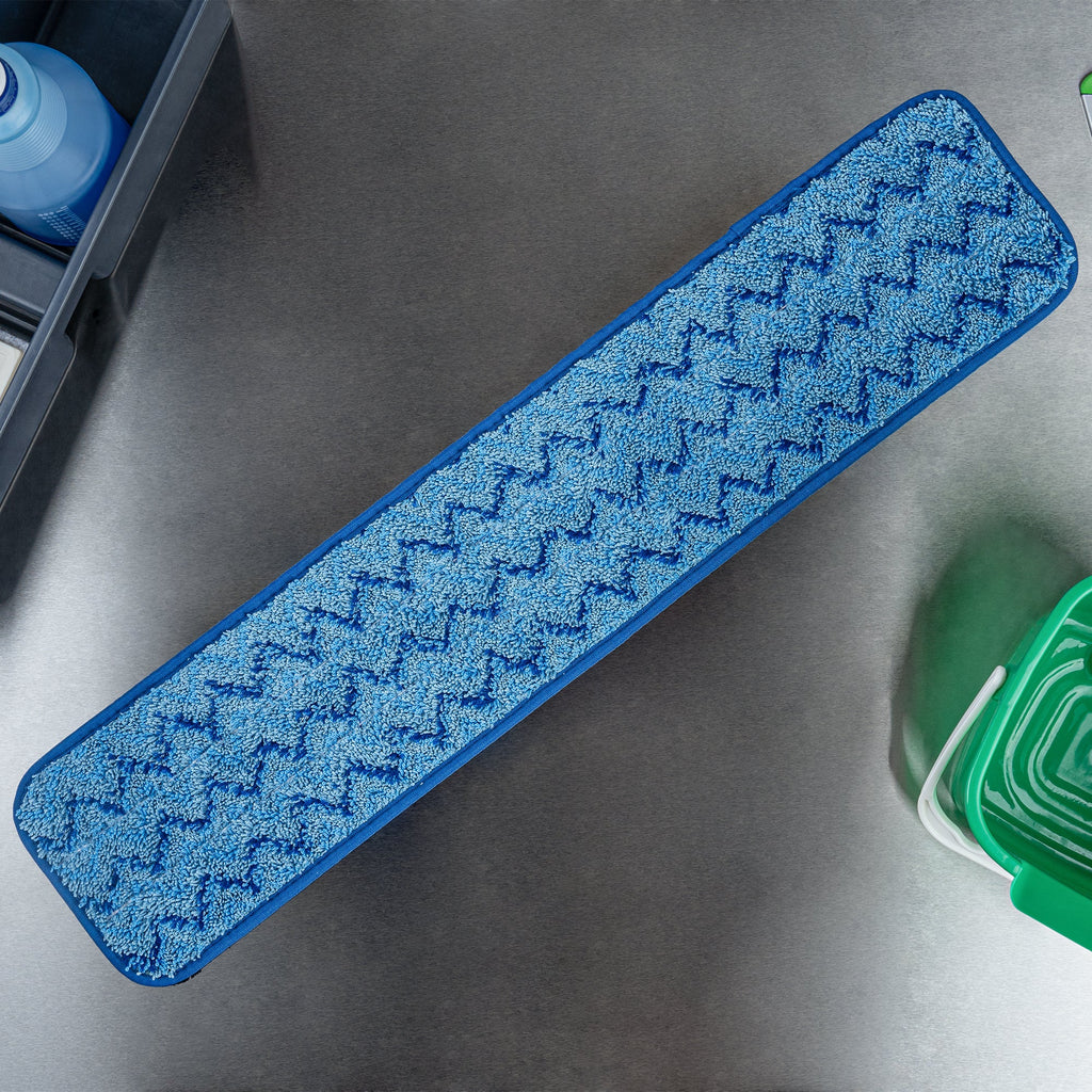 Clean Tek Professional Blue Microfiber Hook and Loop Wet / Dry Mop Pad - Zig Zag - 25 1/2" - 1 count box