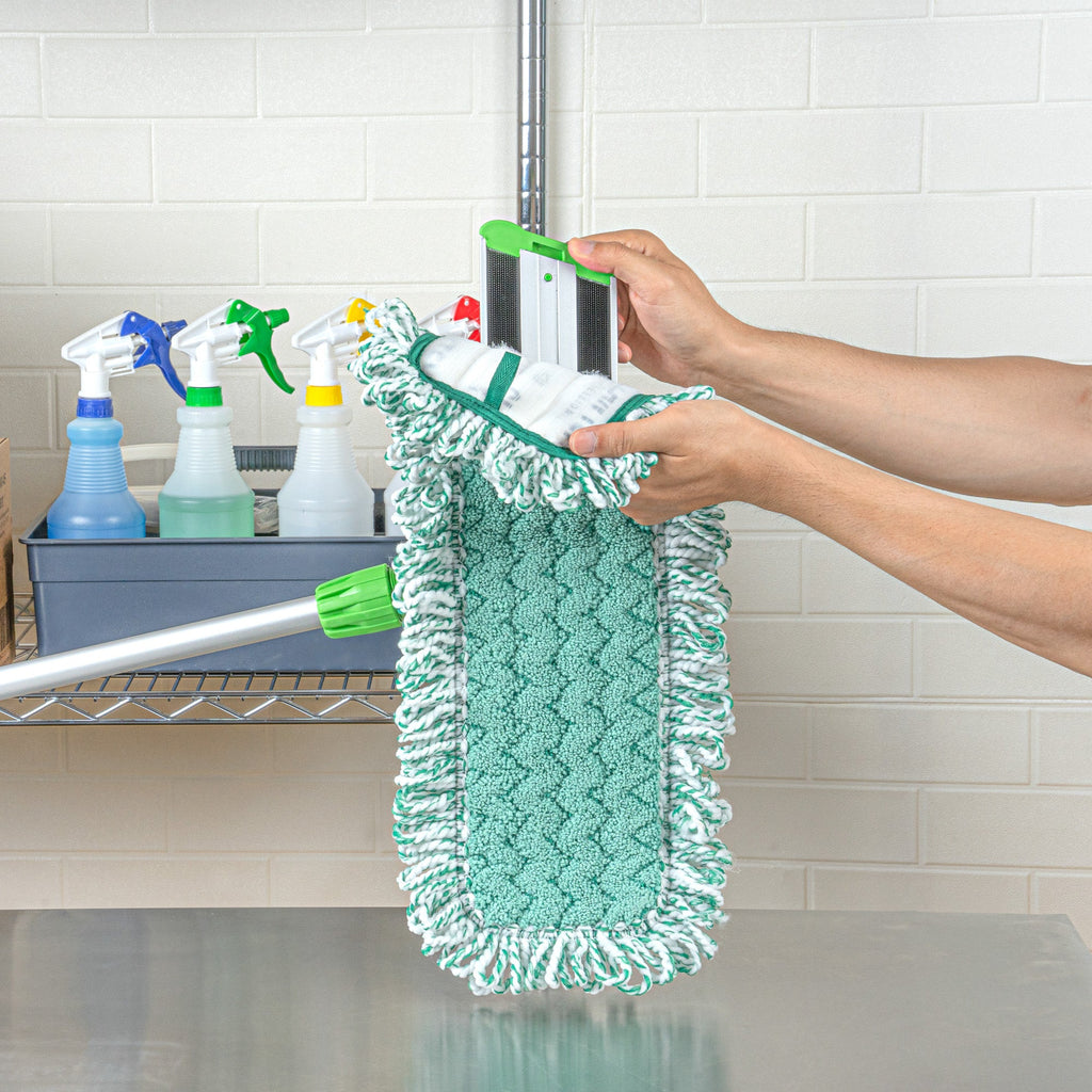 Clean Tek Professional Green Microfiber Fringed Dust Mop Pad - Zig Zag - 22" - 1 count box