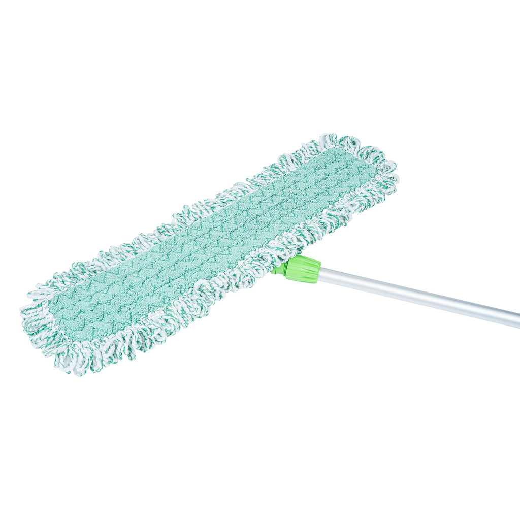 Clean Tek Professional Green Microfiber Fringed Dust Mop Pad - Zig Zag - 28 1/4" - 1 count box