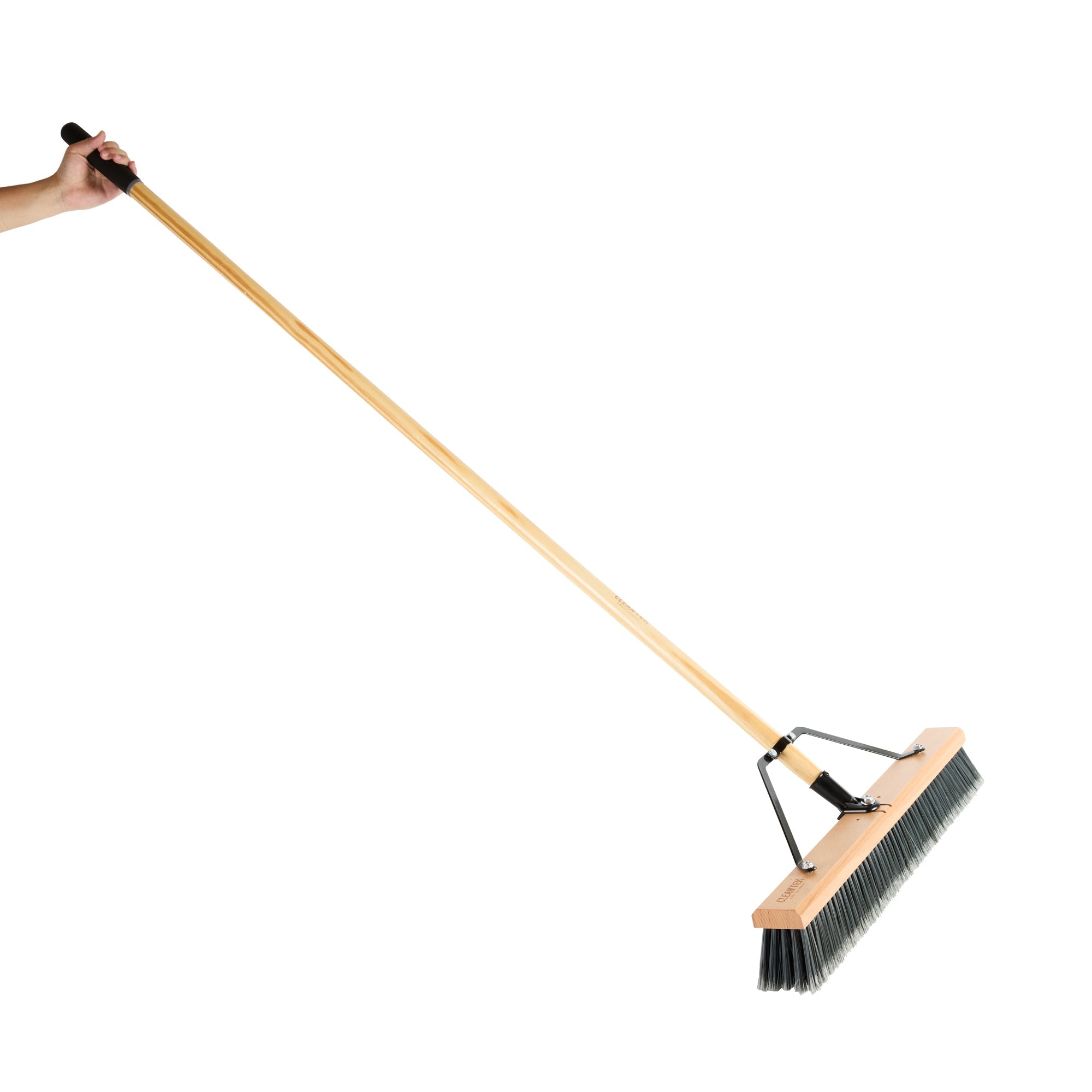 Clean Tek Professional 24" Contractor / Push Broom - with Medium Flagged Bristles, 60" Wood Handle - 1 count box