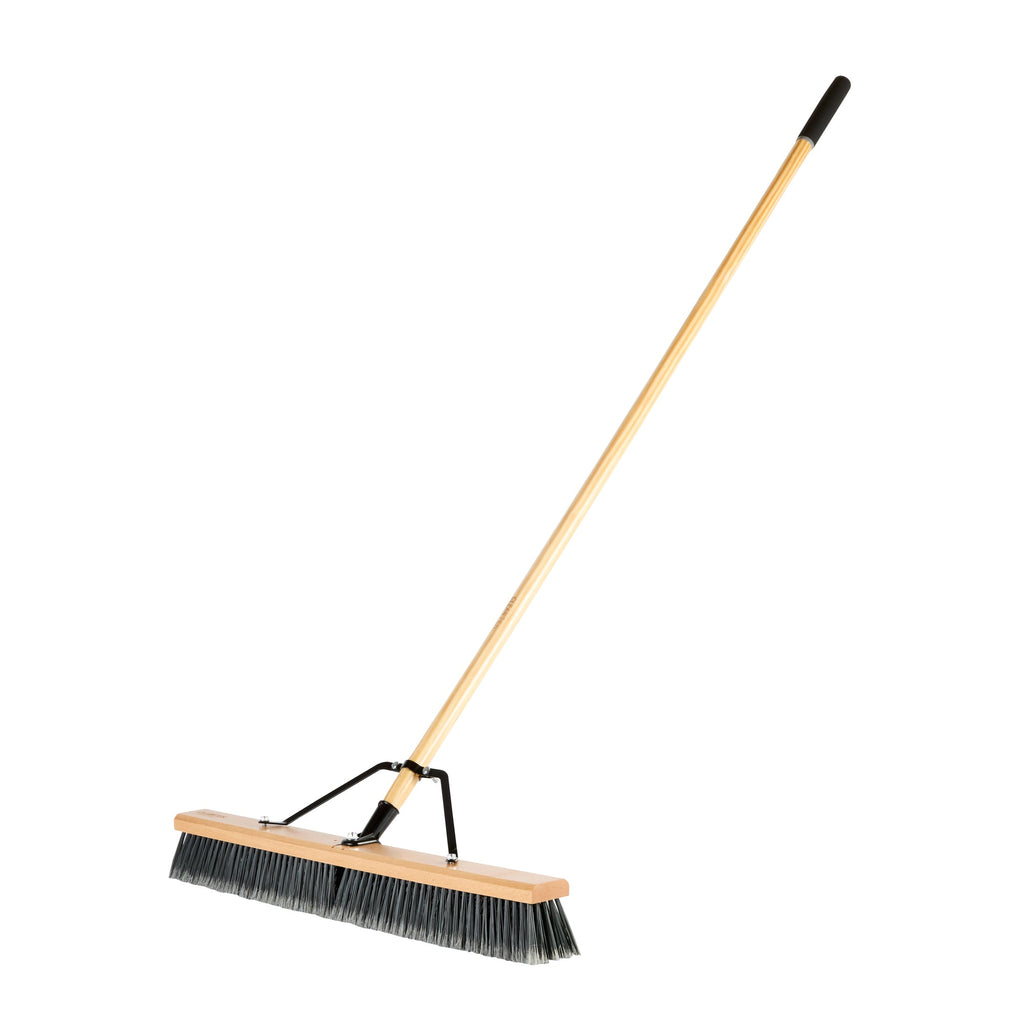 Clean Tek Professional 30" Contractor / Push Broom - with Medium Flagged Bristles, 60" Wood Handle - 1 count box