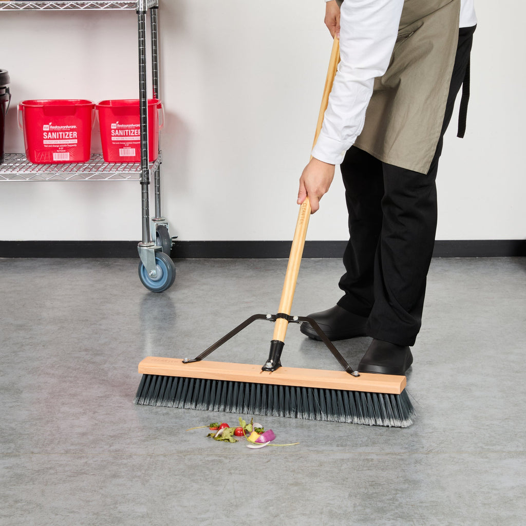 Clean Tek Professional 24" Hardwood Contractor / Push Broom Head - with Medium Flagged Bristles - 1 count box