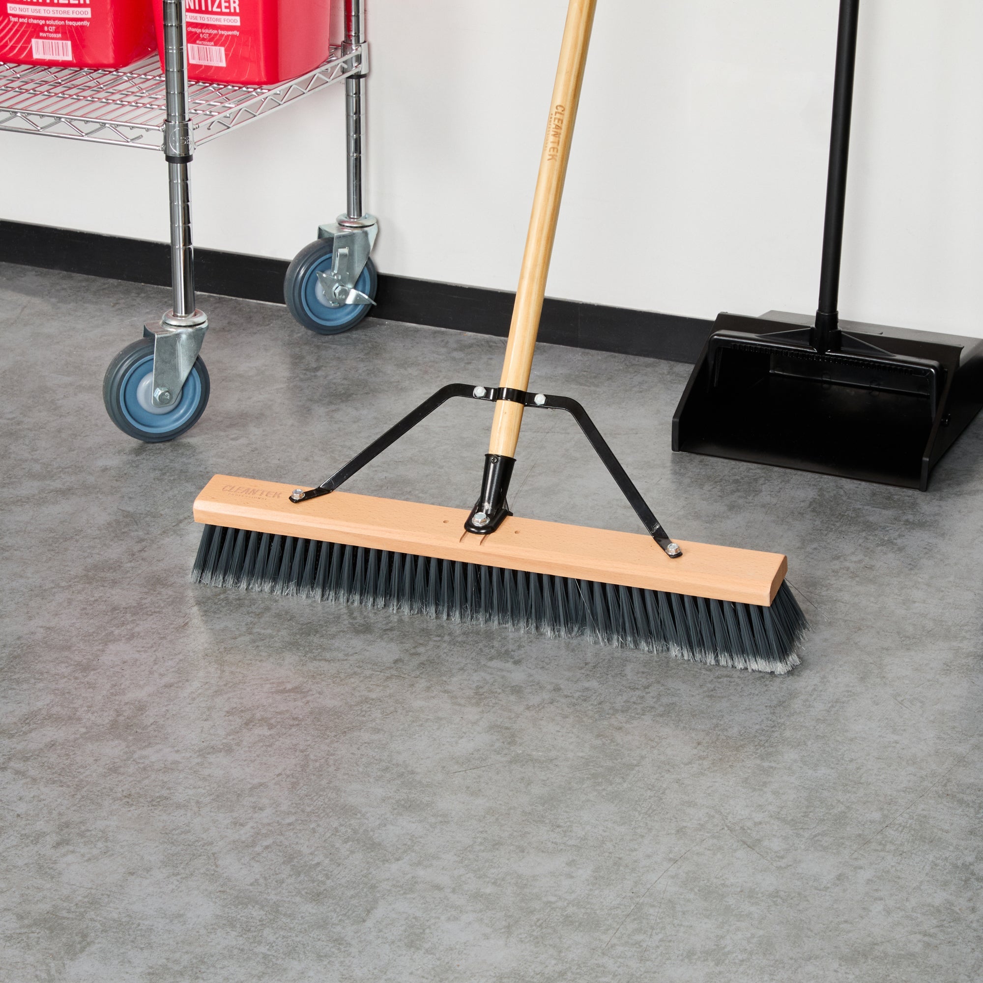 Clean Tek Professional 24" Hardwood Contractor / Push Broom Head - with Medium Flagged Bristles - 1 count box