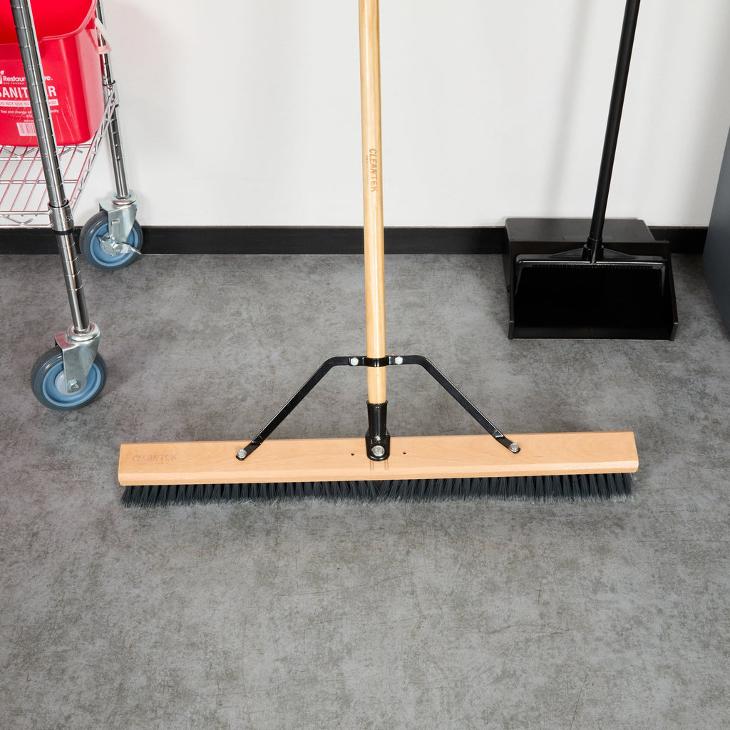 Clean Tek Professional 30" Hardwood Contractor / Push Broom Head - with Medium Flagged Bristles - 1 count box