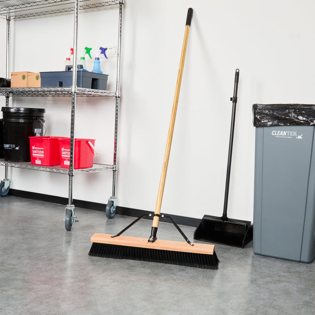 Clean Tek Professional Wood Bolt Tip Push Broom Handle - 60" - 1 count box