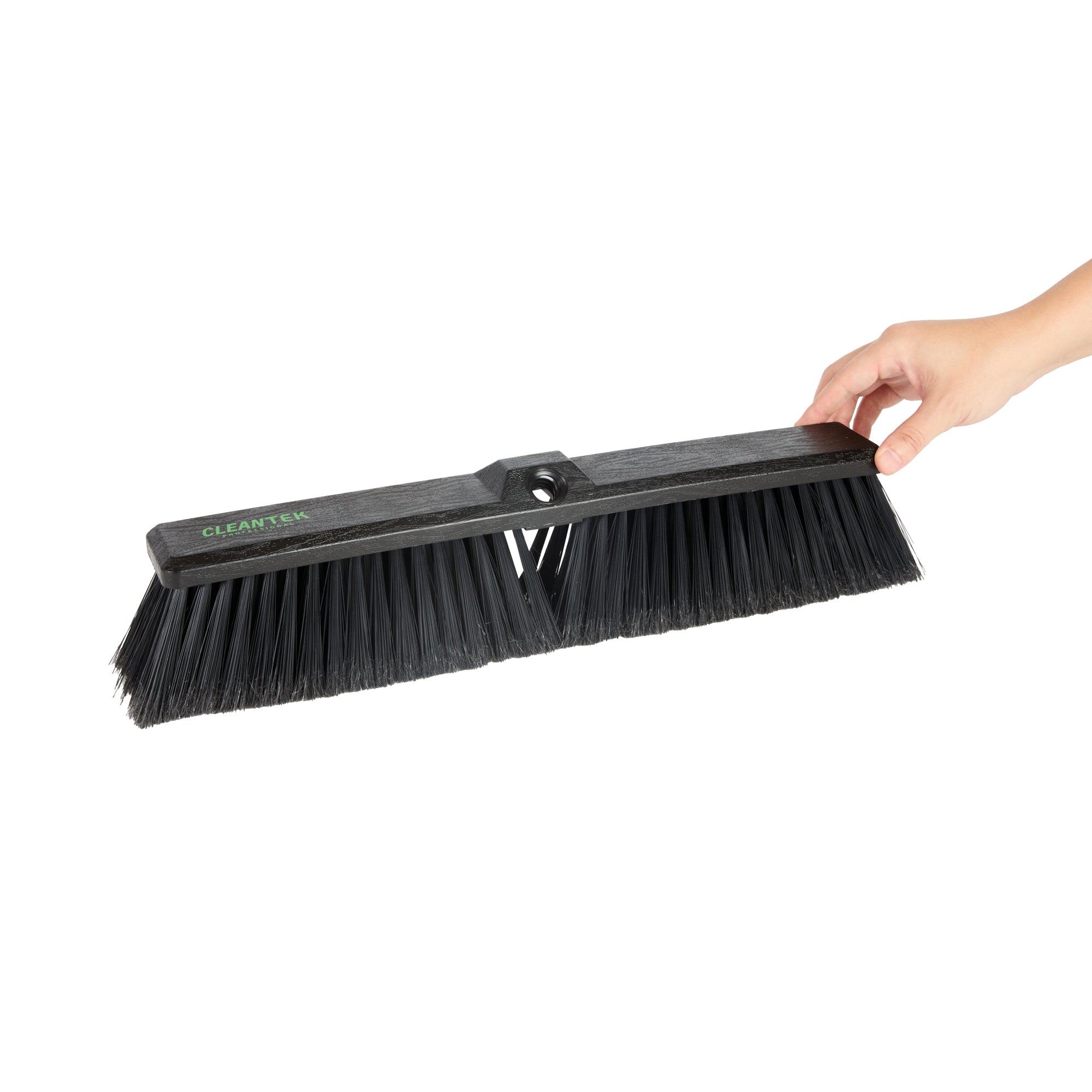 Clean Tek Professional 17 1/4" Black Plastic Push Broom Head - with Fine Flagged Bristles - 1 count box