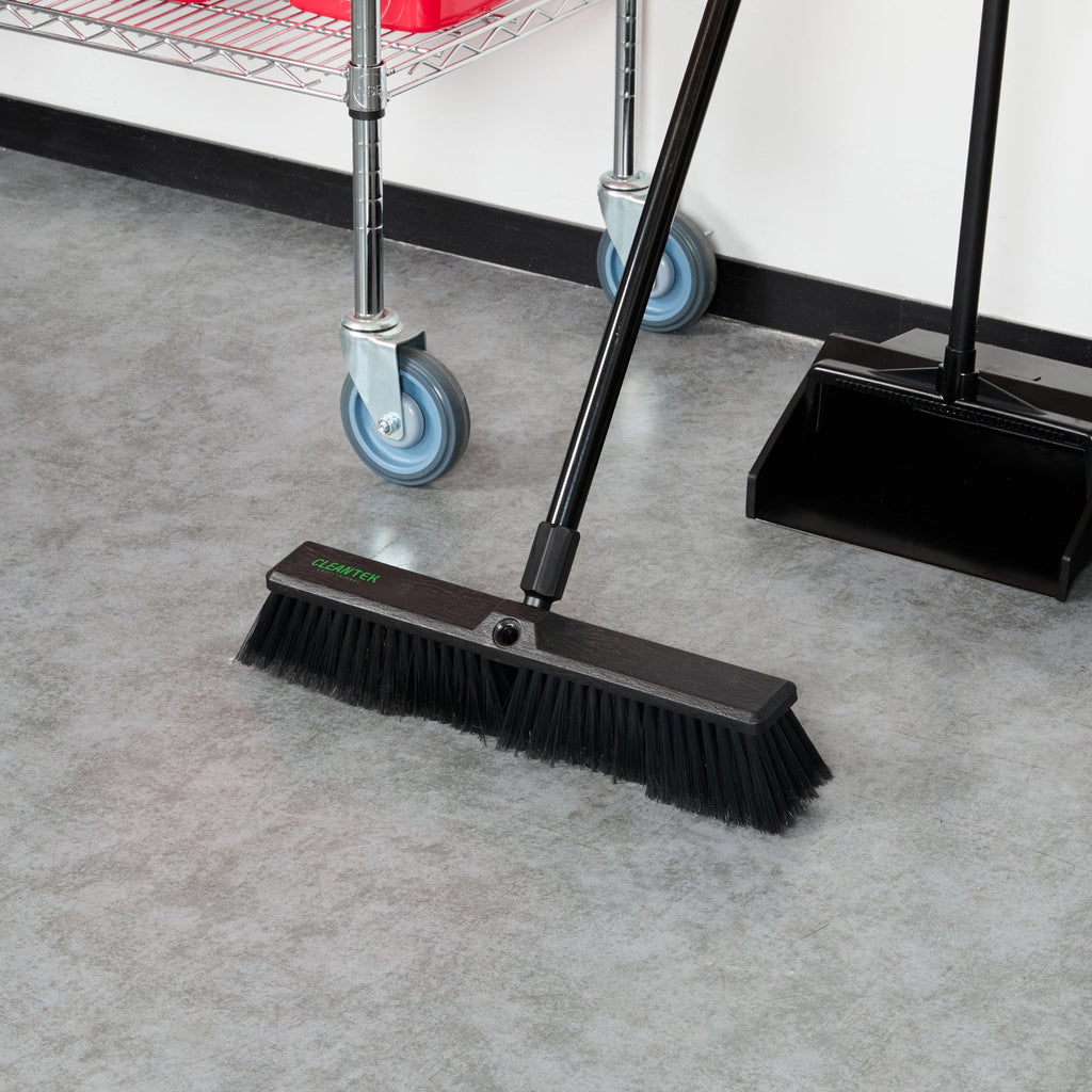 Clean Tek Professional 17 1/4" Black Plastic Push Broom Head - with Fine Flagged Bristles - 1 count box
