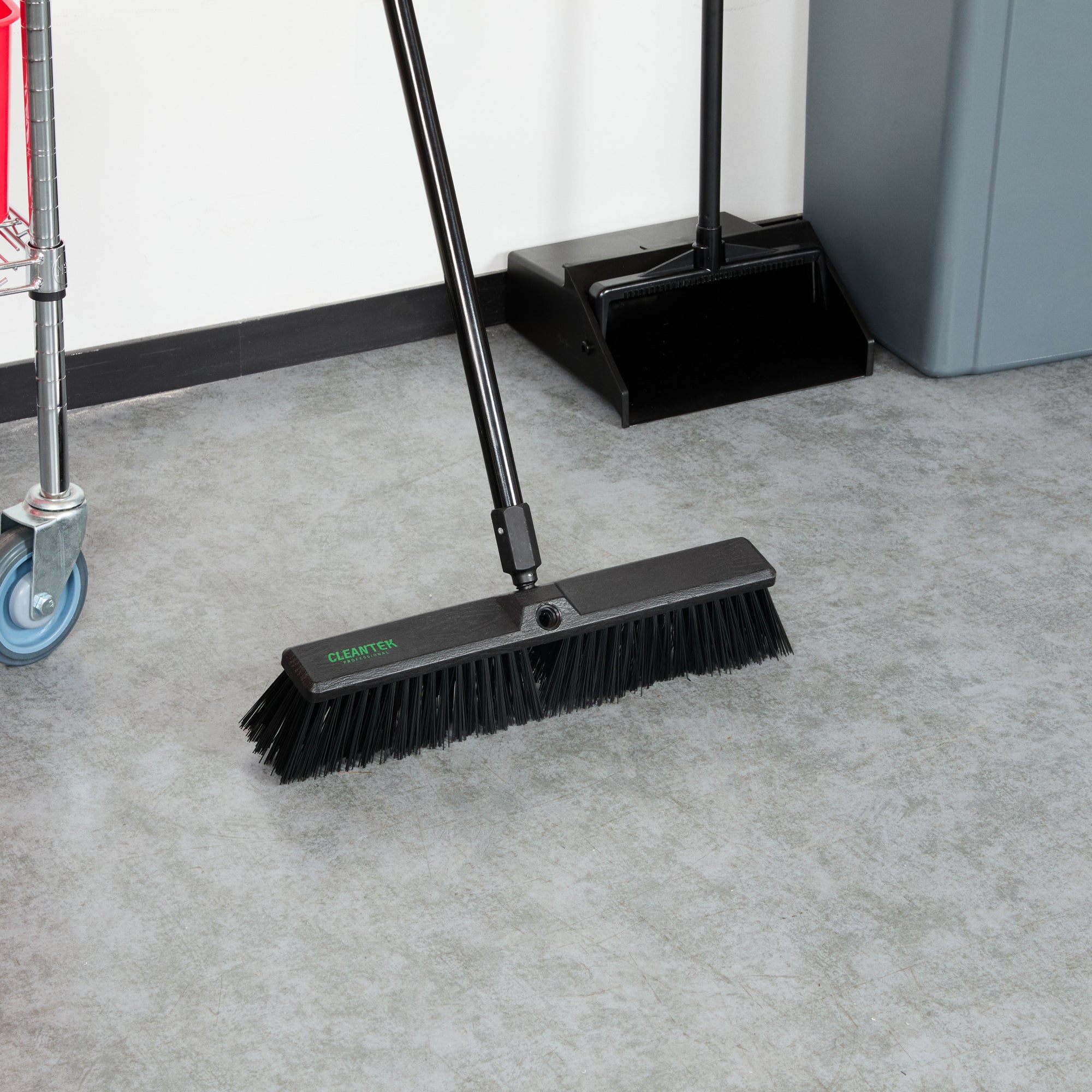 Clean Tek Professional 17 1/4" Black Plastic Push Broom Head - with Heavy Unflagged Bristles - 1 count box