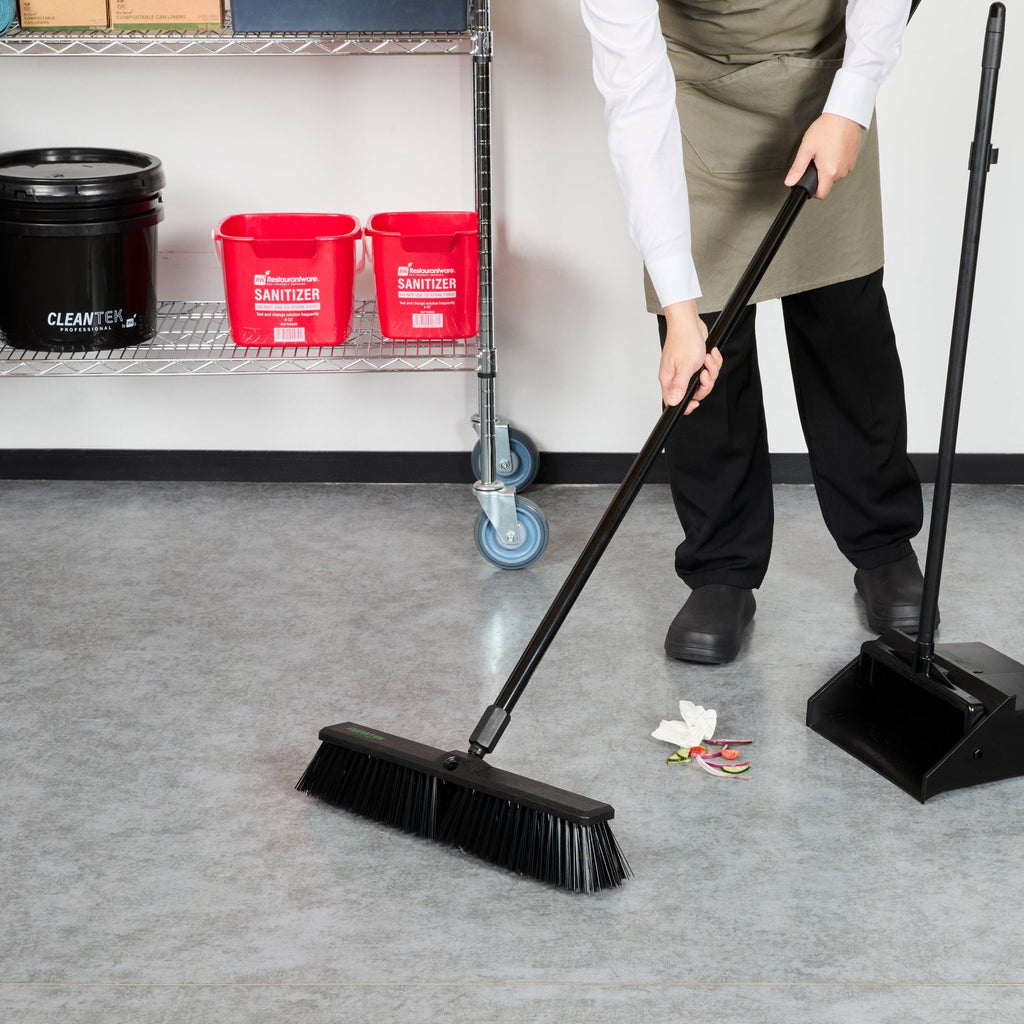 Clean Tek Professional 17 1/4" Black Plastic Push Broom Head - with Heavy Unflagged Bristles - 1 count box