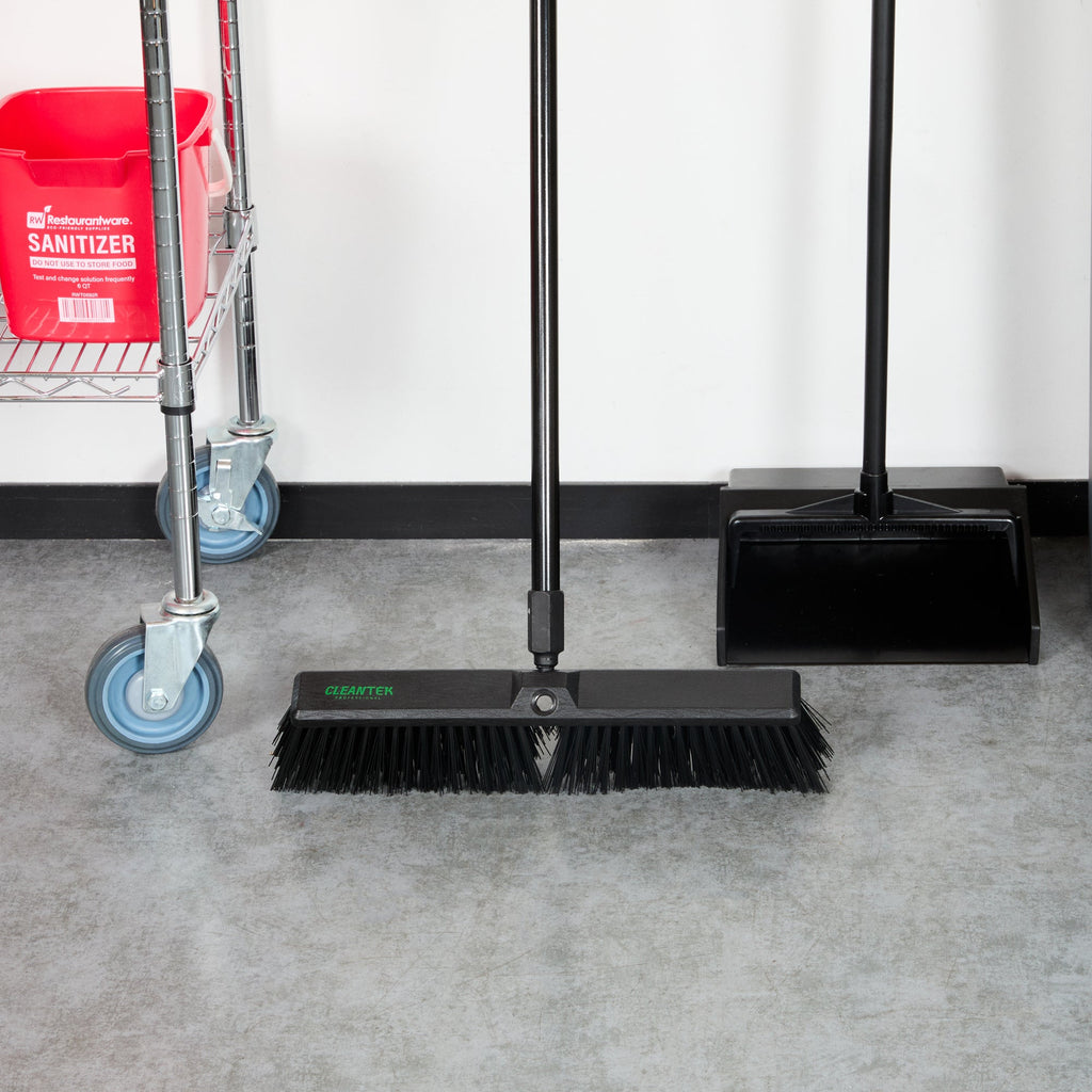 Clean Tek Professional 17 1/4" Black Plastic Push Broom Head - with Heavy Unflagged Bristles - 1 count box