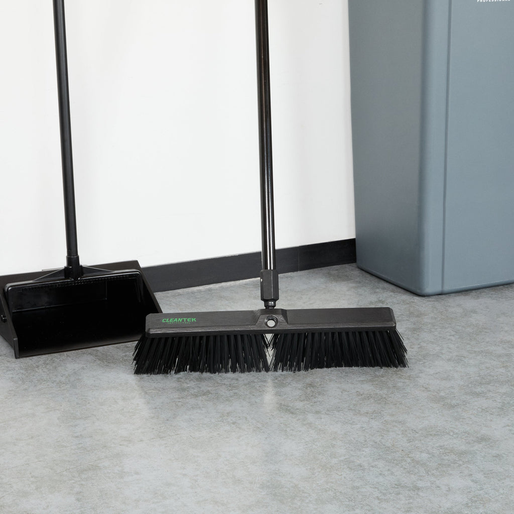 Clean Tek Professional 17 1/4" Black Plastic Push Broom Head - with Heavy Unflagged Bristles - 1 count box