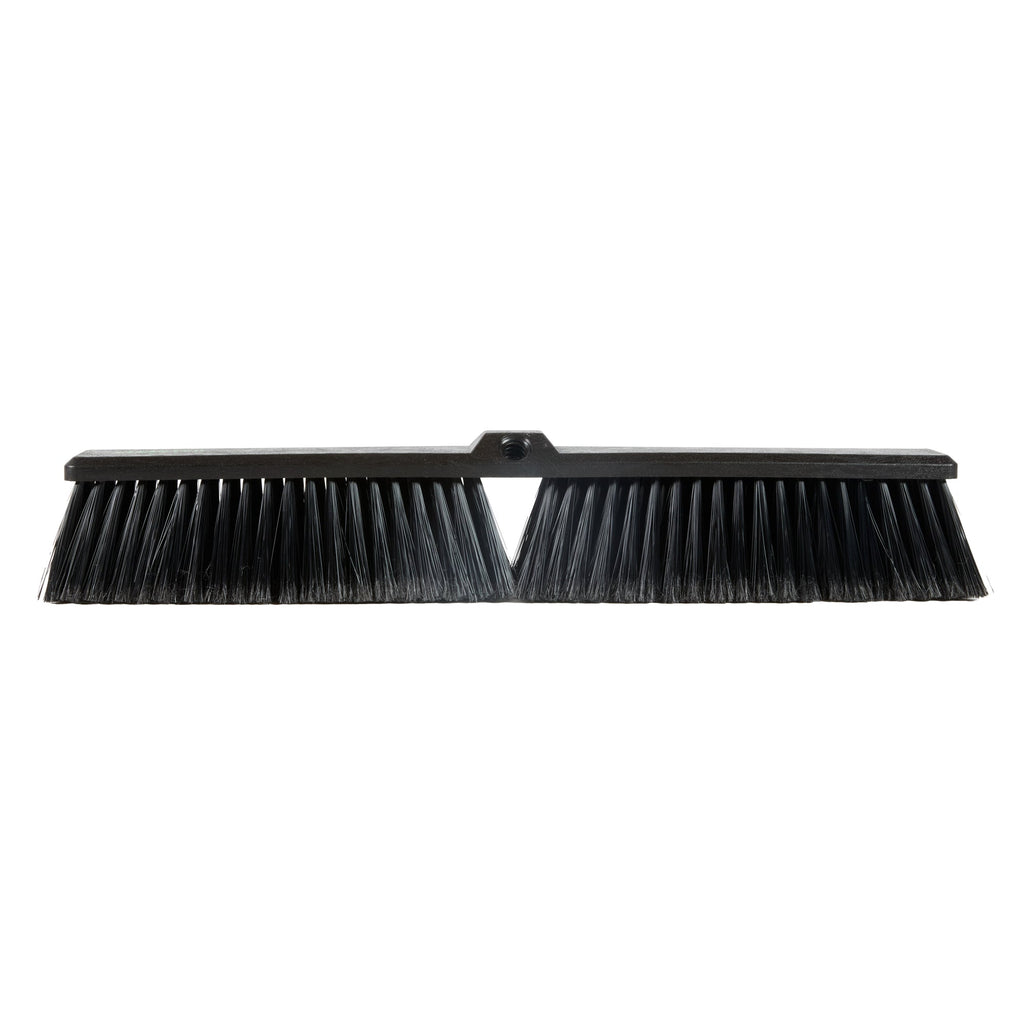 Clean Tek Professional 23 1/2" Black Plastic Push Broom Head - with Fine Flagged Bristles - 1 count box