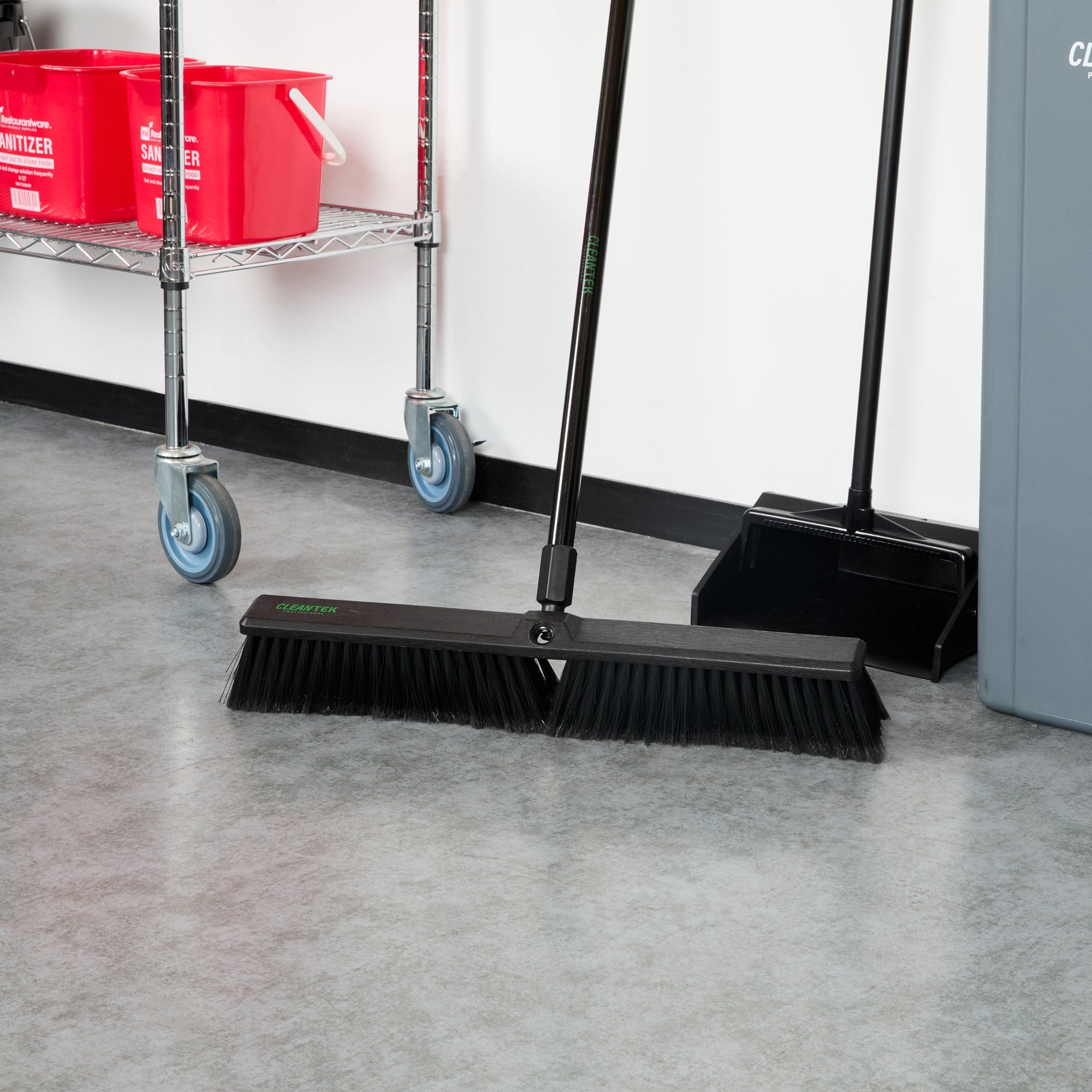 Clean Tek Professional 23 1/2" Black Plastic Push Broom Head - with Fine Flagged Bristles - 1 count box