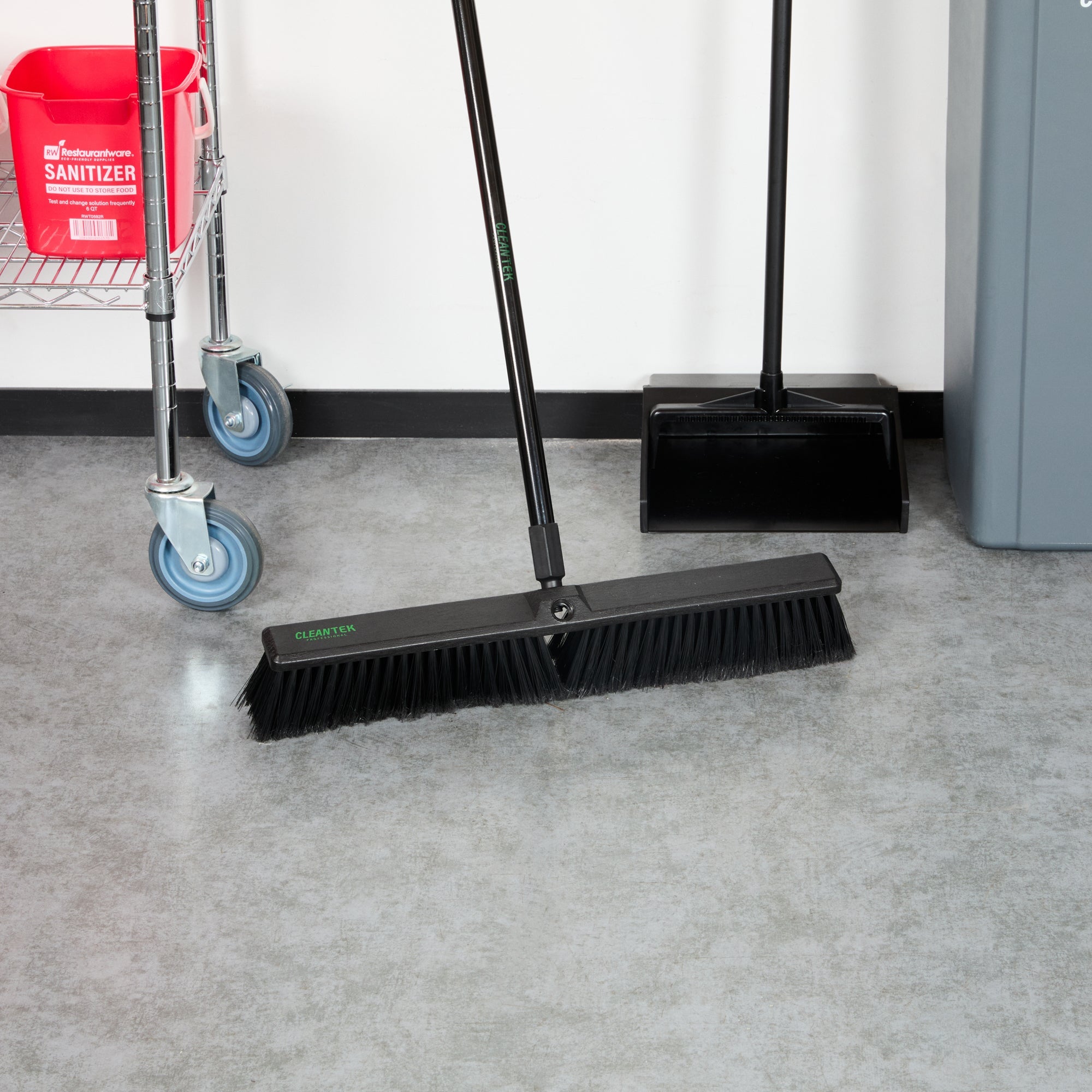 Clean Tek Professional 23 1/2" Black Plastic Push Broom Head - with Fine Flagged Bristles - 1 count box