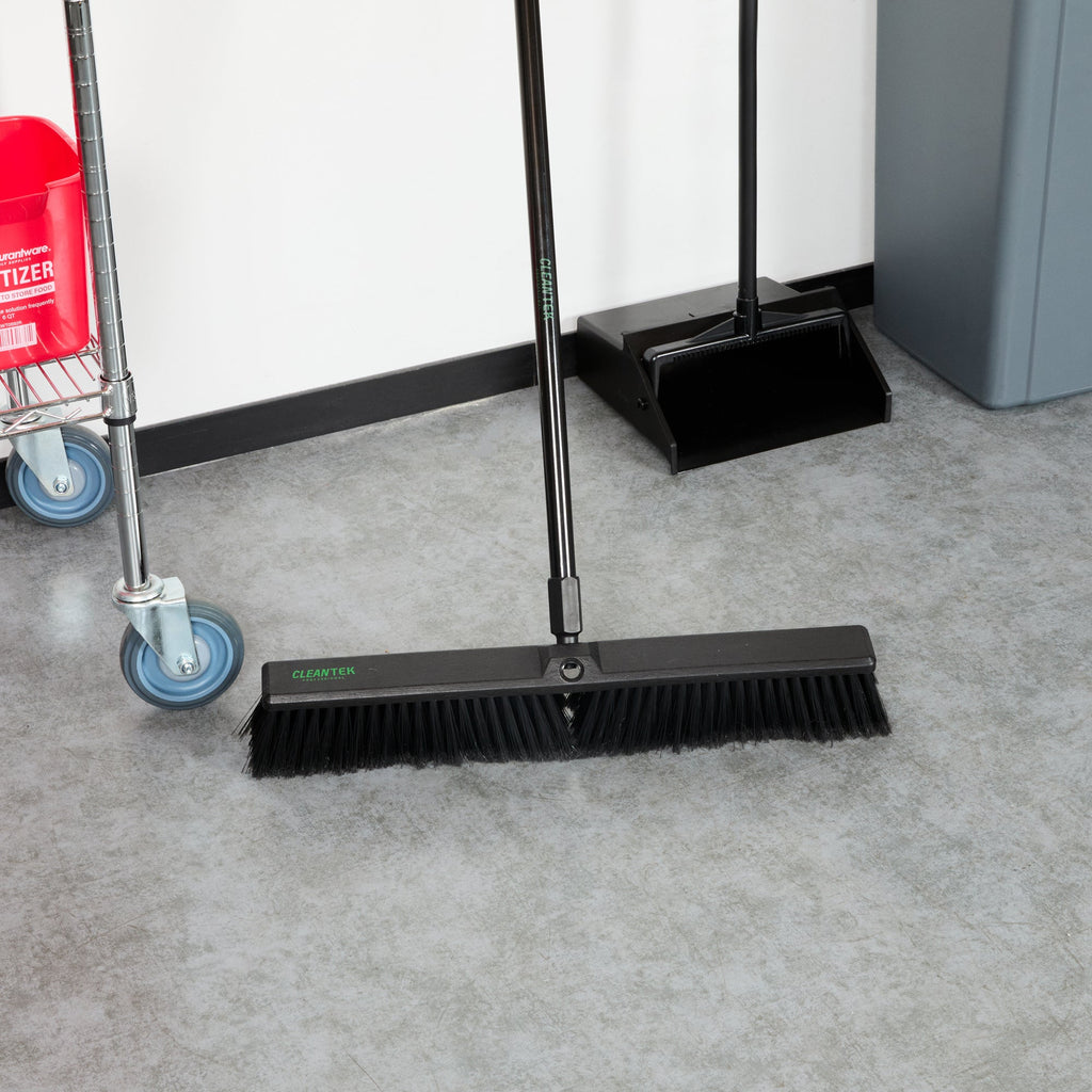 Clean Tek Professional 23 1/2" Black Plastic Push Broom Head - with Fine Flagged Bristles - 1 count box
