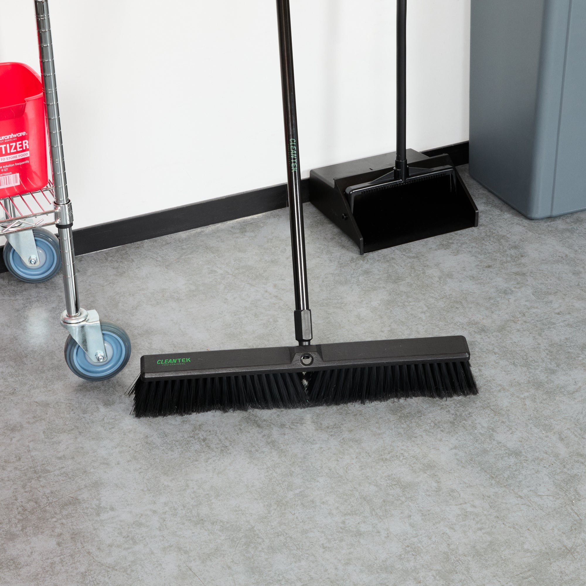 Clean Tek Professional 23 1/2" Black Plastic Push Broom Head - with Fine Flagged Bristles - 1 count box