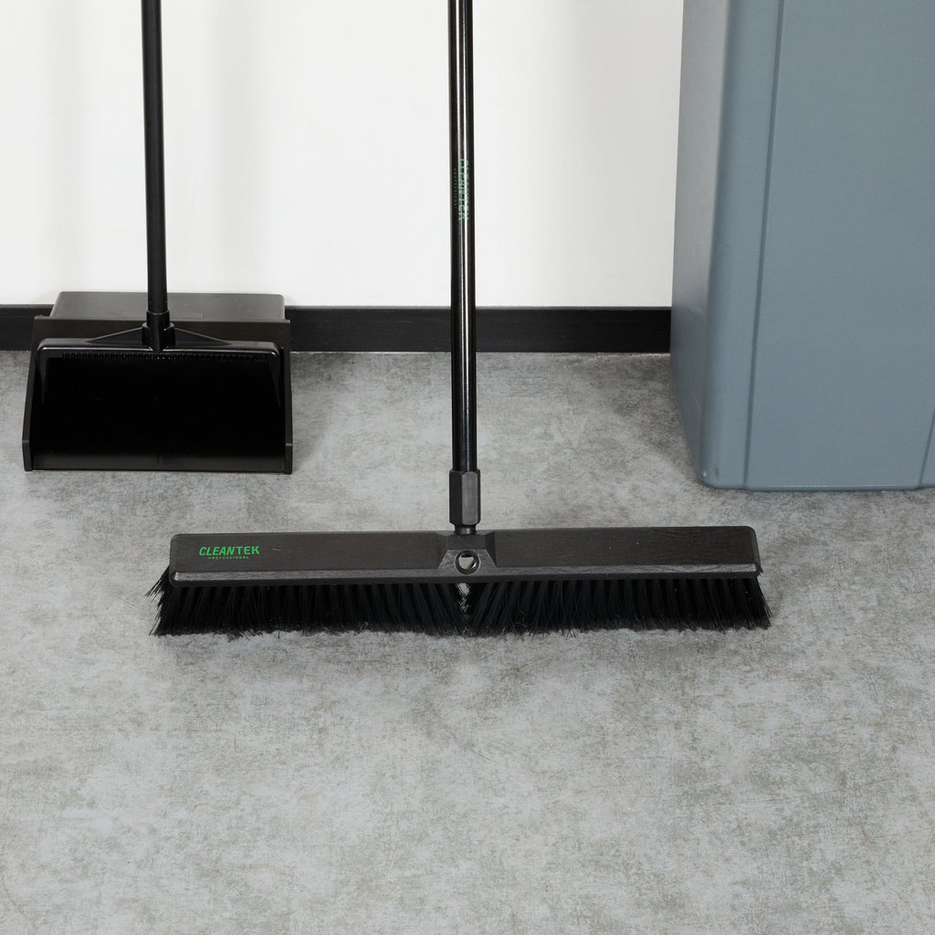 Clean Tek Professional 23 1/2" Black Plastic Push Broom Head - with Fine Flagged Bristles - 1 count box