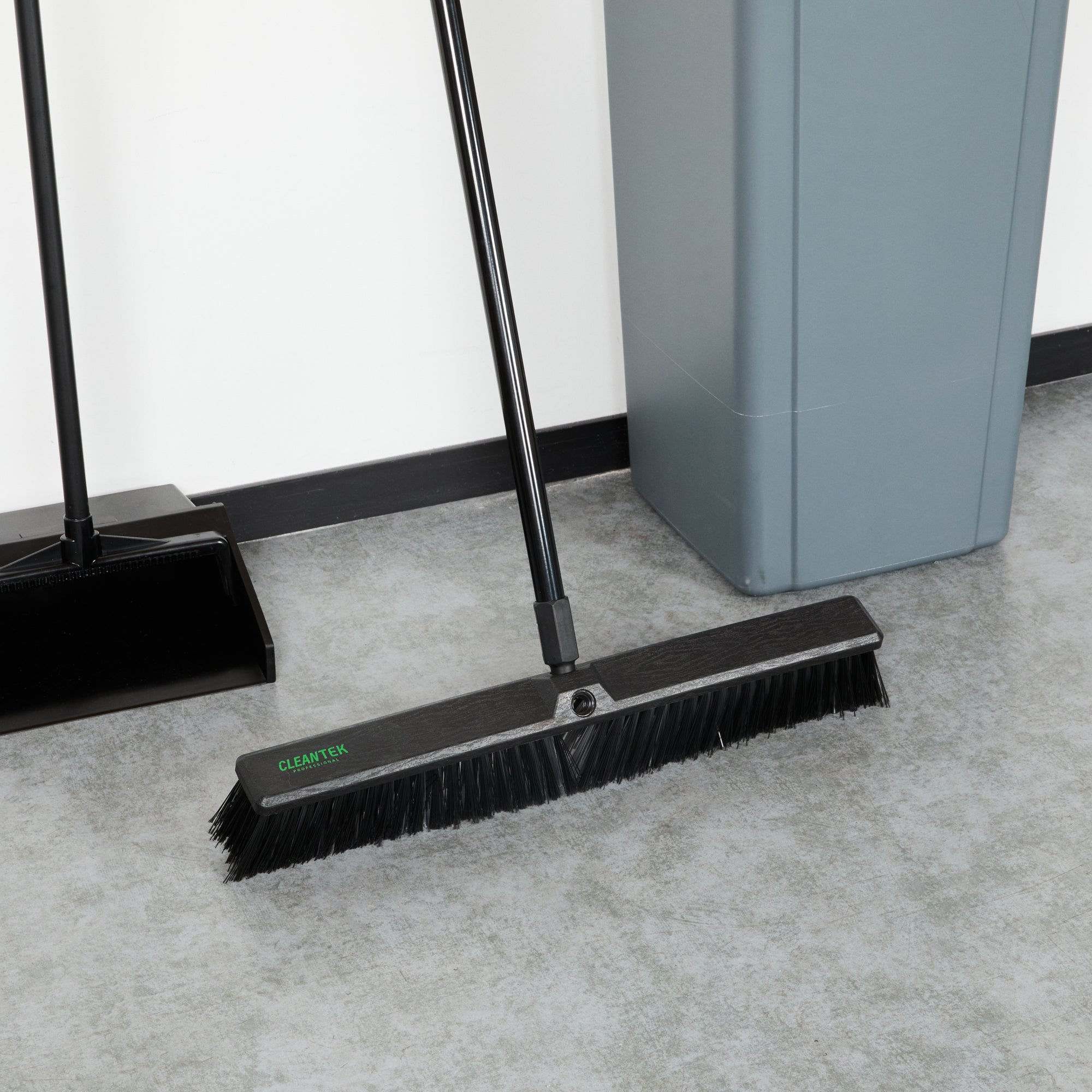 Clean Tek Professional 23 1/2" Black Plastic Push Broom Head - with Medium Flagged Bristles - 1 count box