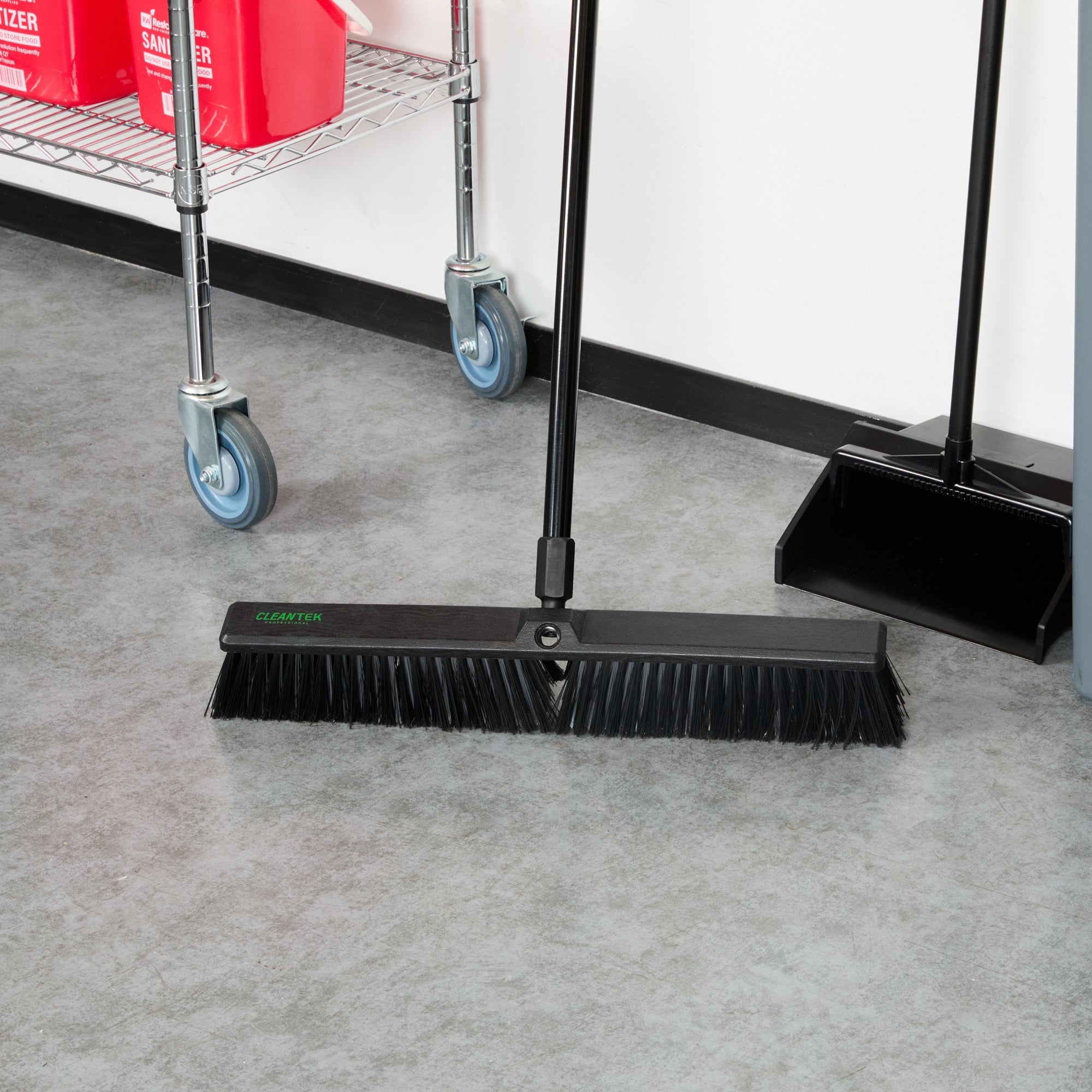 Clean Tek Professional 23 1/2" Black Plastic Push Broom Head - with Medium Flagged Bristles - 1 count box