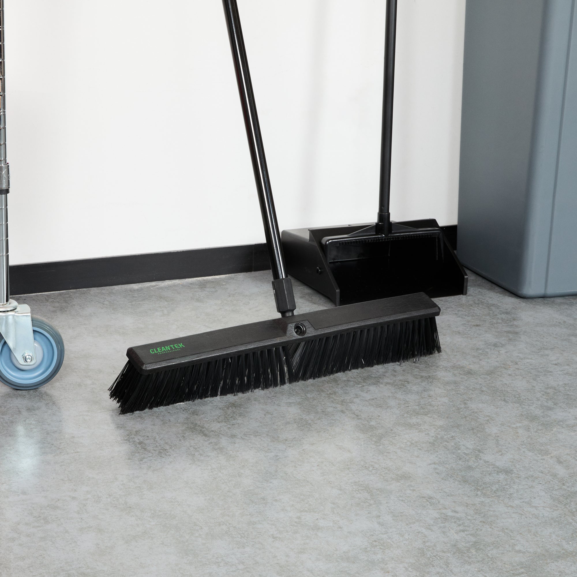 Clean Tek Professional 23 1/2" Black Plastic Push Broom Head - with Medium Flagged Bristles - 1 count box