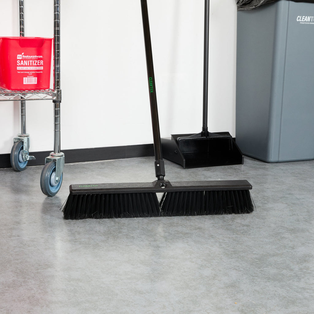 Clean Tek Professional 23 1/2" Black Plastic Push Broom Head - with Heavy Unflagged Bristles - 1 count box