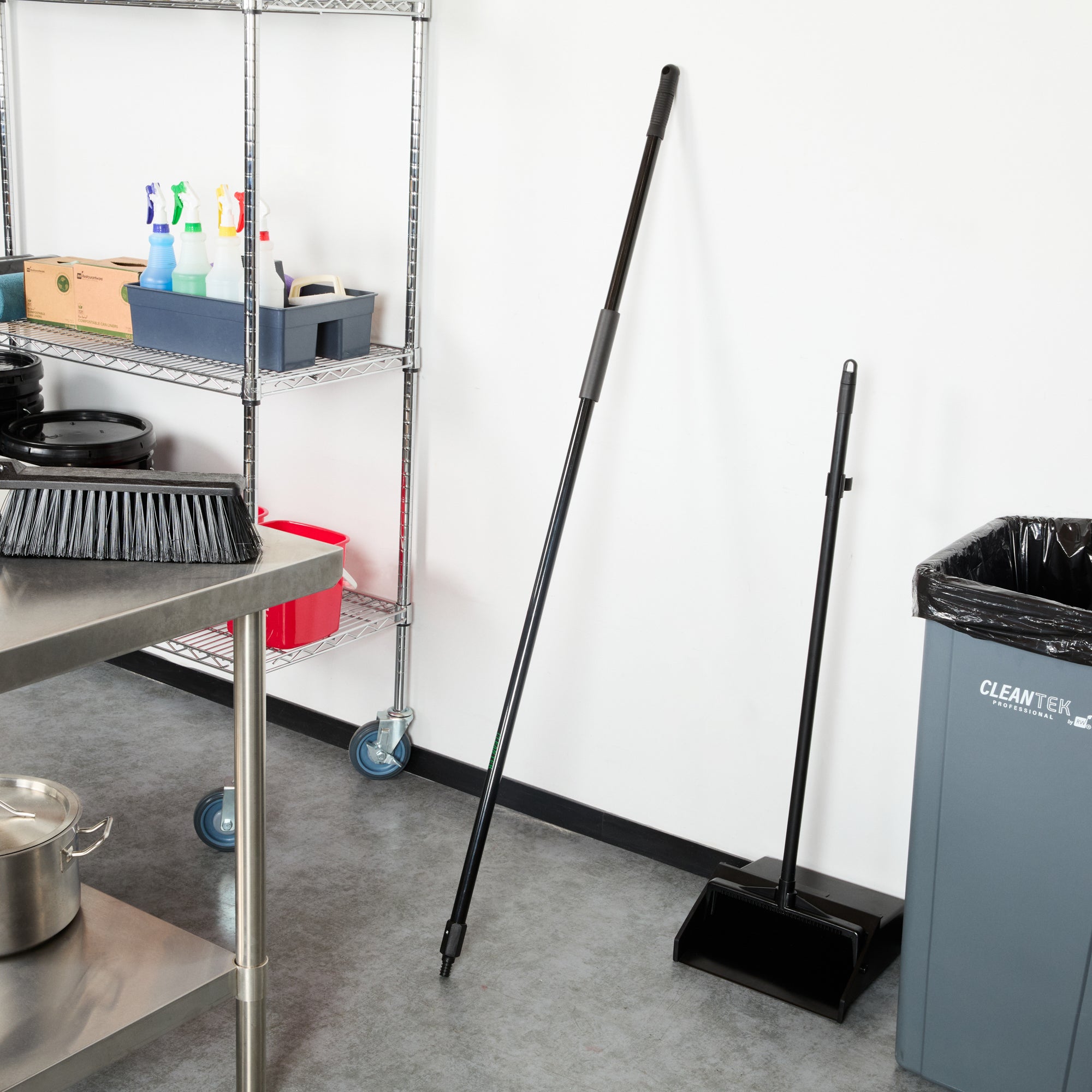 Clean Tek Professional Black Steel Push Broom Handle - Threaded - 59" - 1 count box