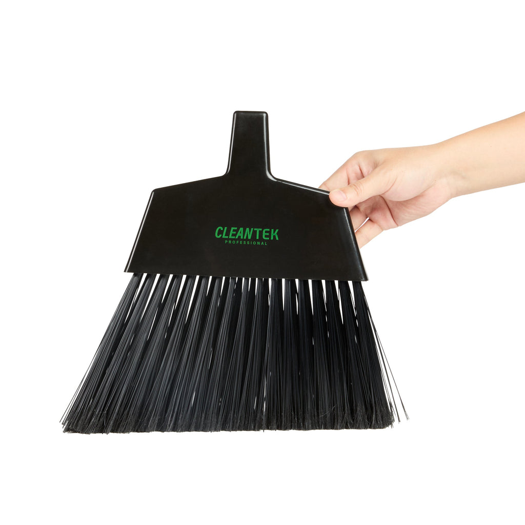 Clean Tek Professional 11 3/4" Black Plastic Angled Broom Head - 1 count box