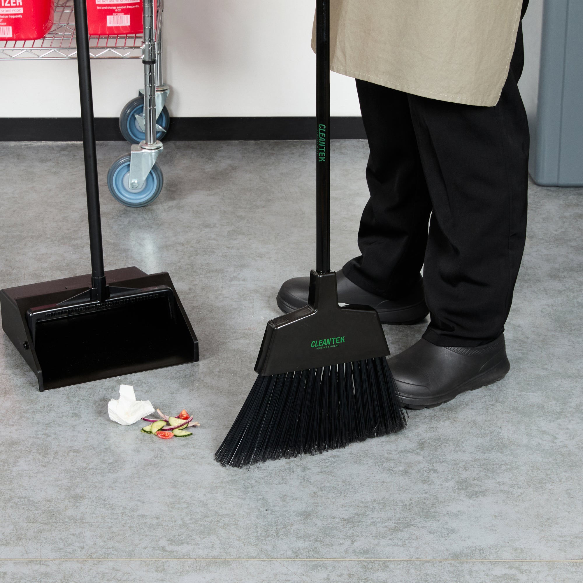 Clean Tek Professional 11 3/4" Black Plastic Angled Broom Head - 1 count box