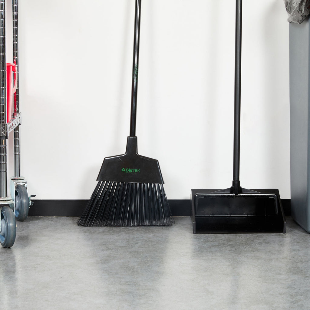 Clean Tek Professional 11 3/4" Black Plastic Angled Broom Head - 1 count box