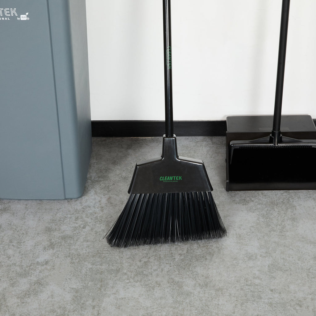 Clean Tek Professional 11 3/4" Black Plastic Angled Broom Head - 1 count box