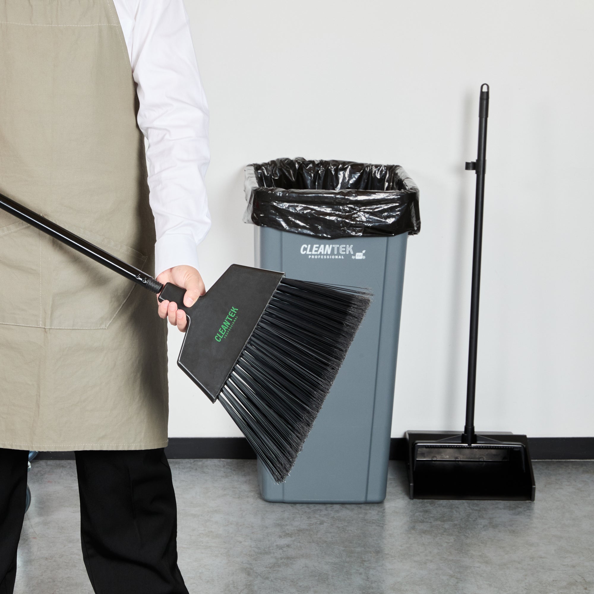 Clean Tek Professional Black Steel Angled Broom Handle - Threaded - 48" - 1 count box